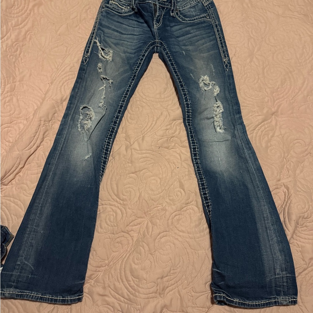 Women's Distressed Rock Revival Boot Cut Jeans